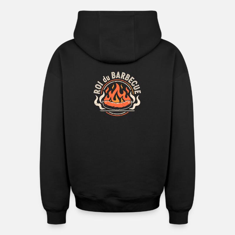 Roi du Barbecue - Sweat à capuche unisexe zippé oversize épais SPREAD - noir