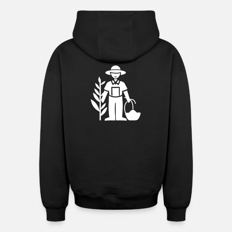 Fermier Bauer - Sweat à capuche unisexe zippé oversize épais SPREAD - noir