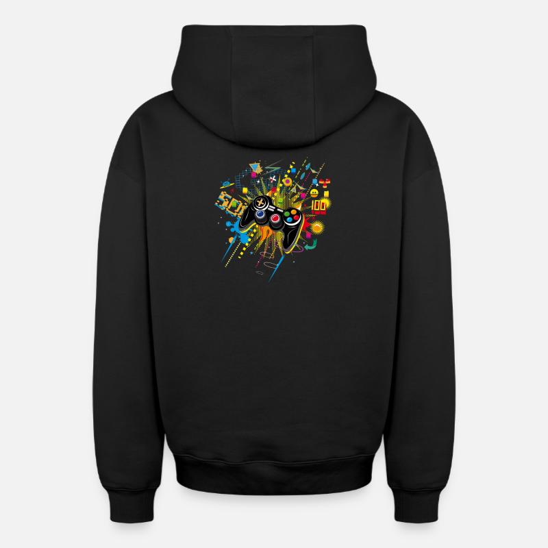 Gamepad Video Games - Sweat à capuche unisexe zippé oversize épais SPREAD - noir
