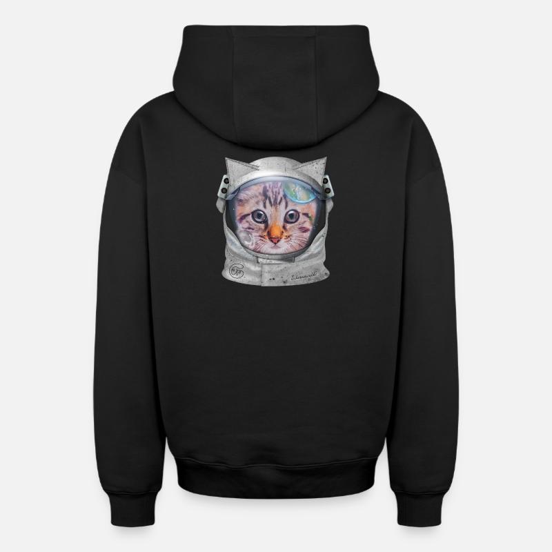 Chat dans l’espace - Sweat à capuche unisexe zippé oversize épais SPREAD - noir