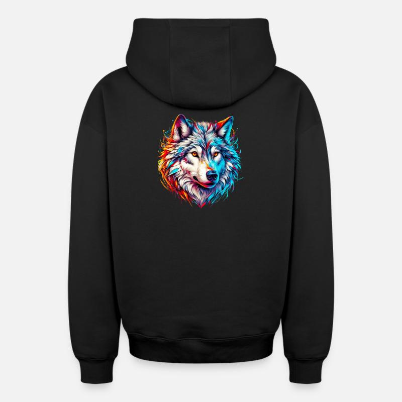 Loup - Sweat à capuche unisexe zippé oversize épais SPREAD - noir