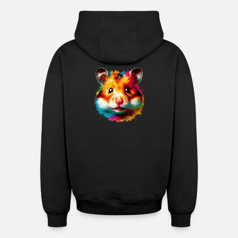 Hamster - Sweat à capuche unisexe zippé oversize épais SPREAD - noir