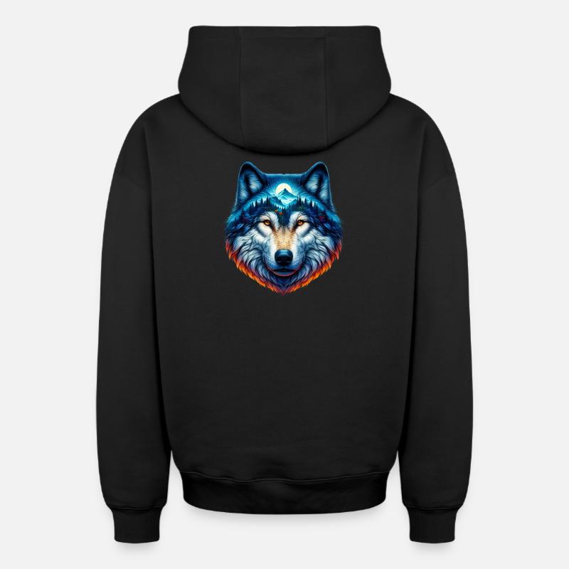 Loup - Sweat à capuche unisexe zippé oversize épais SPREAD - noir