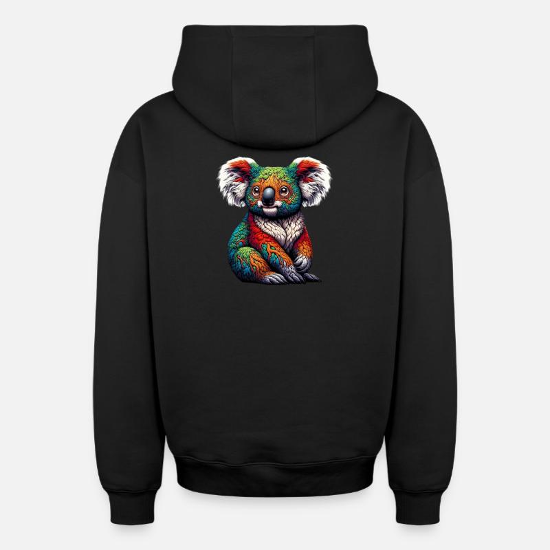 Koala - Sweat à capuche unisexe zippé oversize épais SPREAD - noir