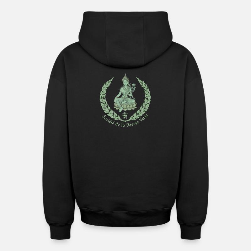 Tara Verte - Sweat à capuche unisexe zippé oversize épais SPREAD - noir