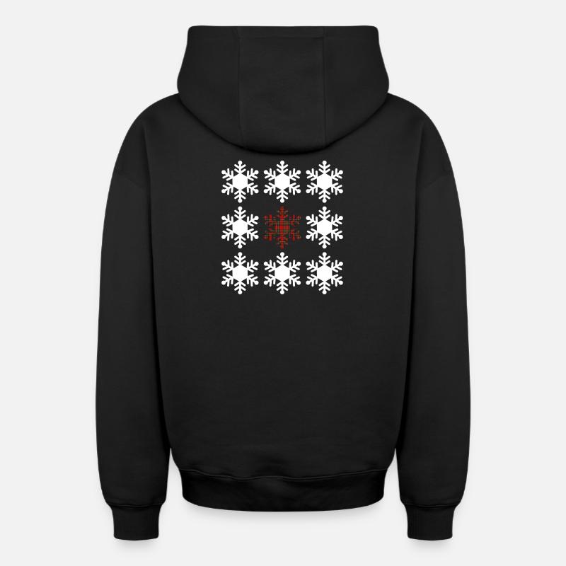 Flocon de neige en tartan - Sweat à capuche unisexe zippé oversize épais SPREAD - noir