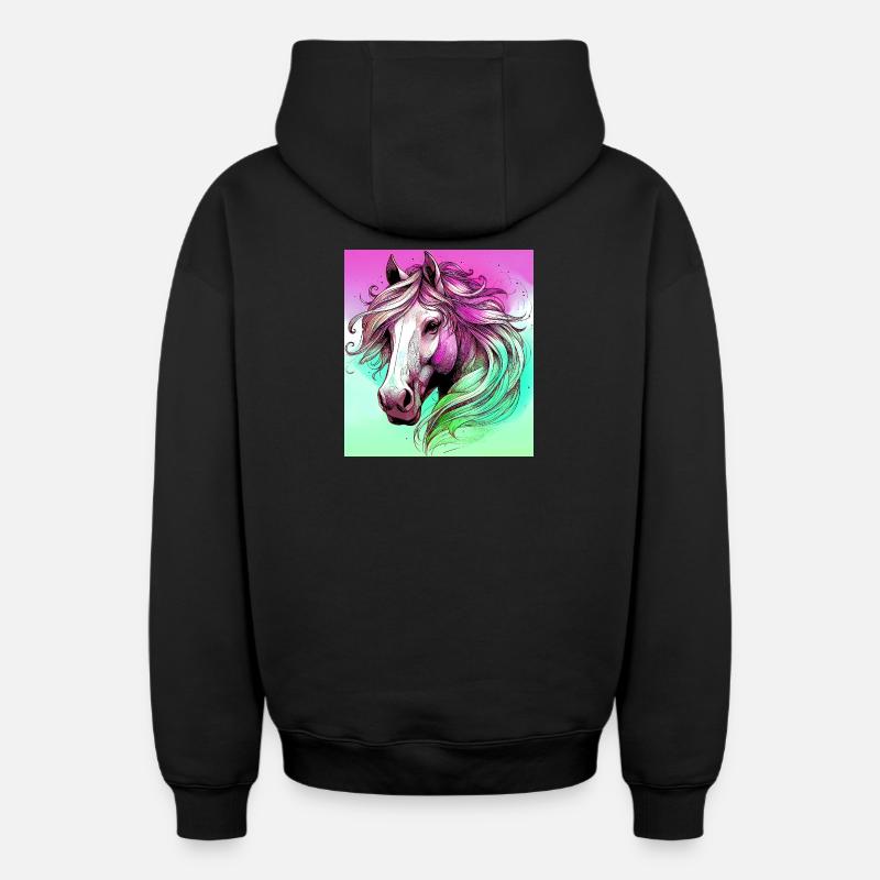 cheval - Sweat à capuche unisexe zippé oversize épais SPREAD - noir