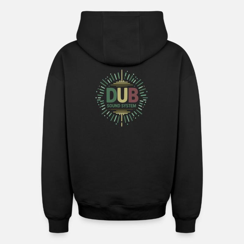 dub sound system design - Sweat à capuche unisexe zippé oversize épais SPREAD - noir