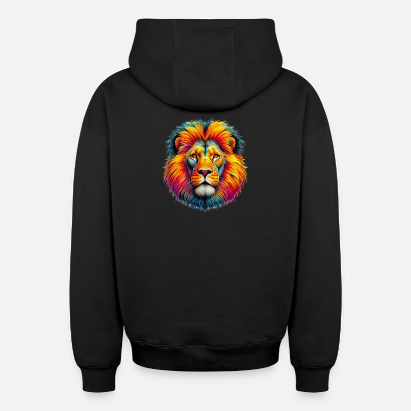 Lion - Sweat à capuche unisexe zippé oversize épais SPREAD - noir