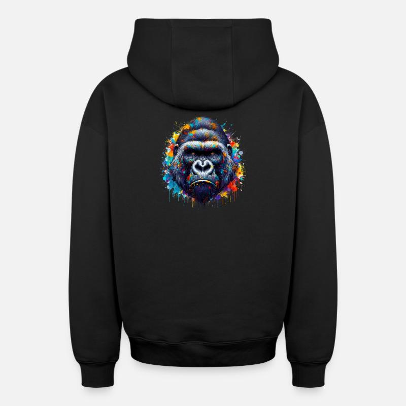 Gorille - Sweat à capuche unisexe zippé oversize épais SPREAD - noir