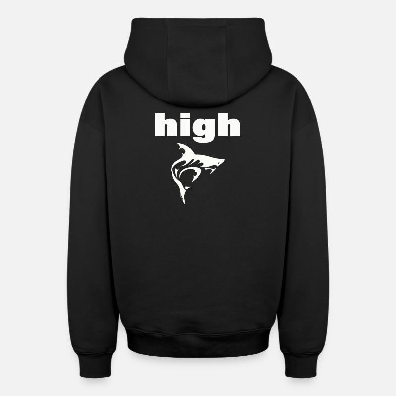 HAUT - Sweat à capuche unisexe zippé oversize épais SPREAD - noir