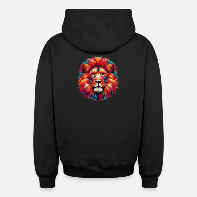 Lion - Sweat à capuche unisexe zippé oversize épais SPREAD - noir