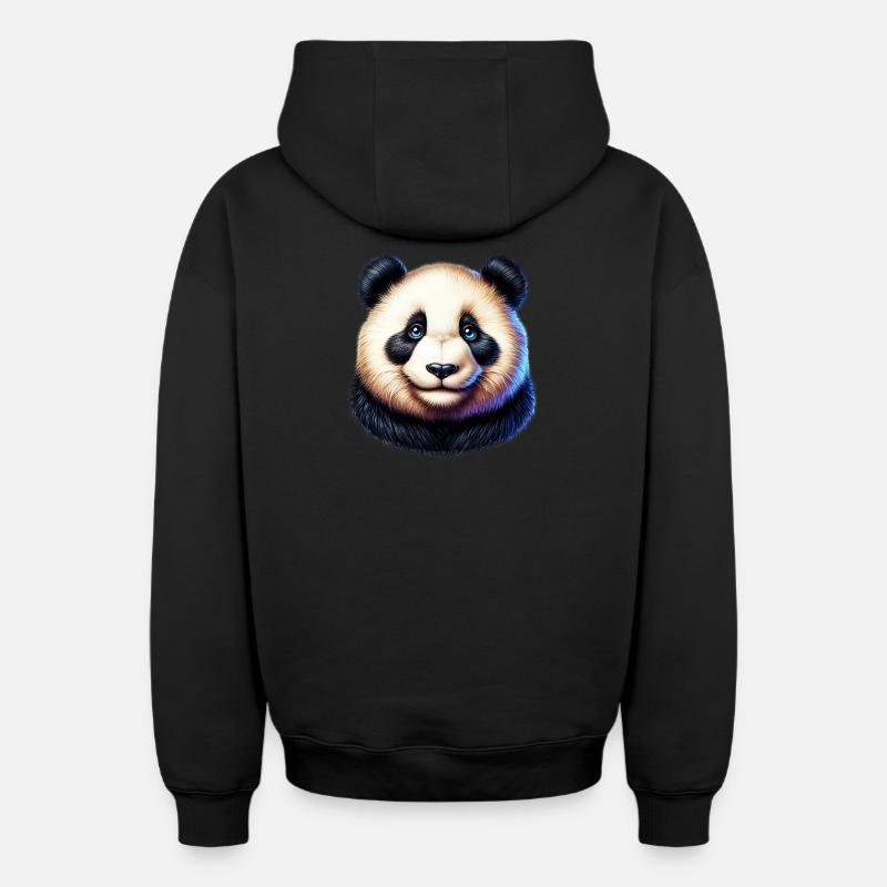 Panda - Sweat à capuche unisexe zippé oversize épais SPREAD - noir