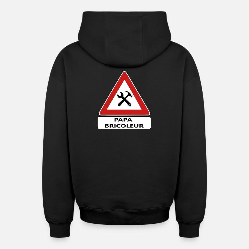 Papa bricoleur - Sweat à capuche unisexe zippé oversize épais SPREAD - noir