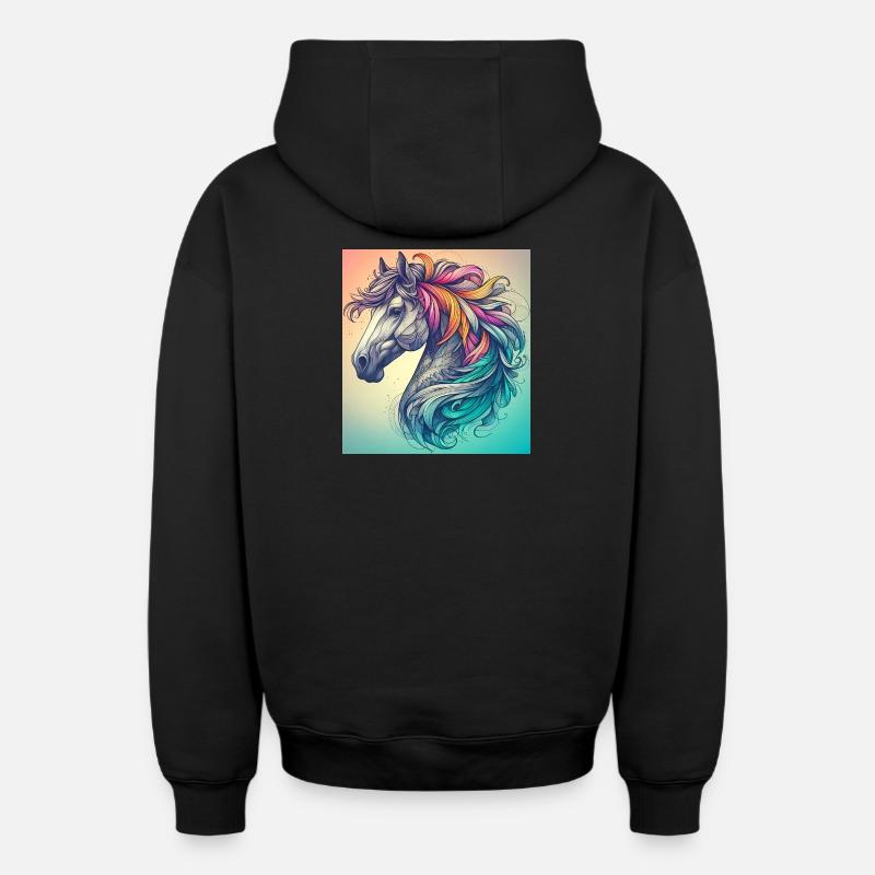 cheval - Sweat à capuche unisexe zippé oversize épais SPREAD - noir
