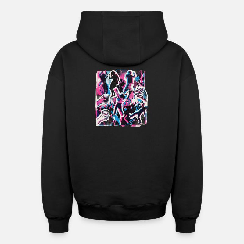 Fête rétro des années 90 - Sweat à capuche unisexe zippé oversize épais SPREAD - noir