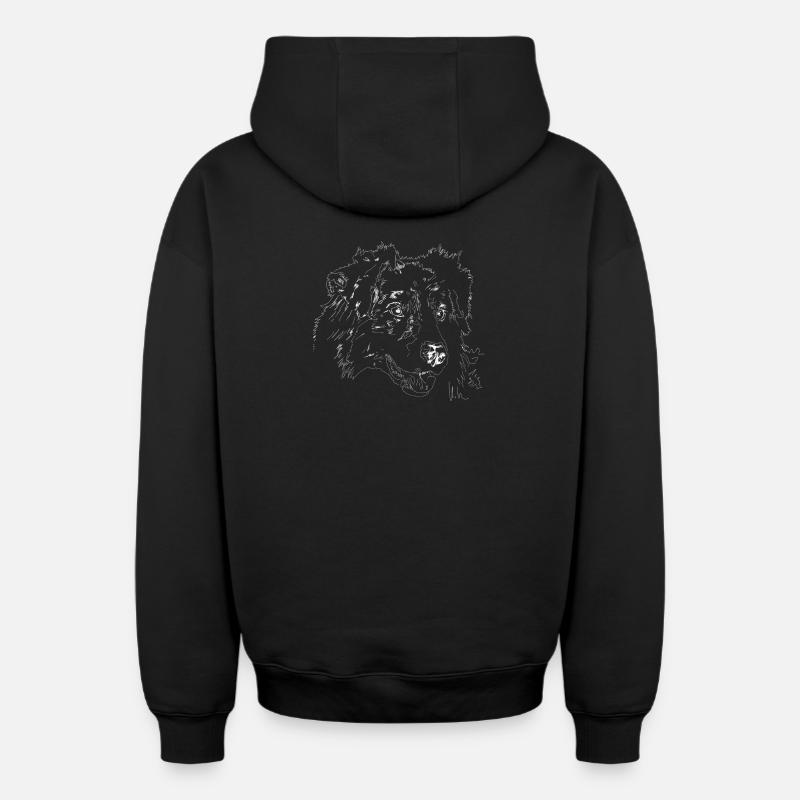 Berger australien - Sweat à capuche unisexe zippé oversize épais SPREAD - noir
