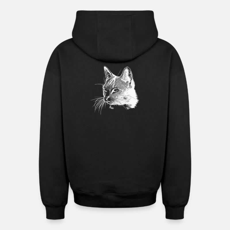 Tête de chat - Blanc - Sweat à capuche unisexe zippé oversize épais SPREAD - noir