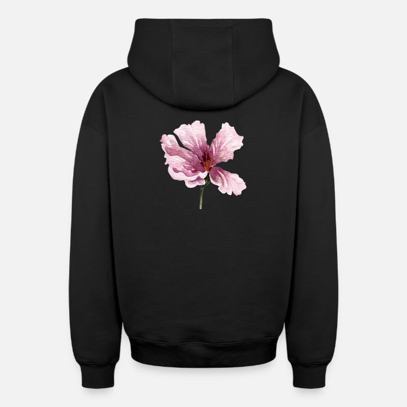fleur - Sweat à capuche unisexe zippé oversize épais SPREAD - noir
