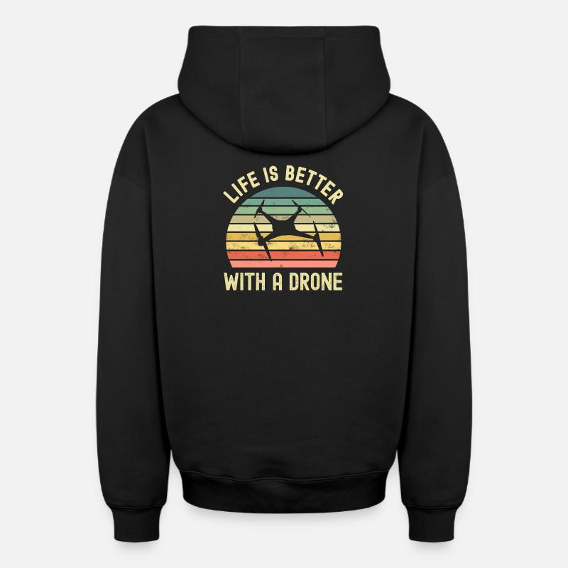 Drone - Sweat à capuche unisexe zippé oversize épais SPREAD - noir