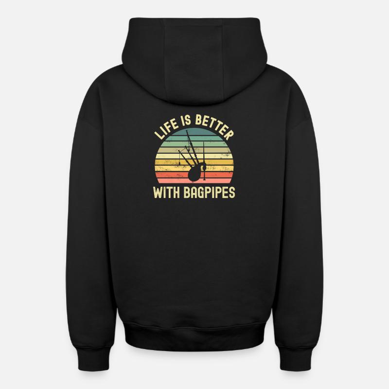 Cornemuse - Sweat à capuche unisexe zippé oversize épais SPREAD - noir