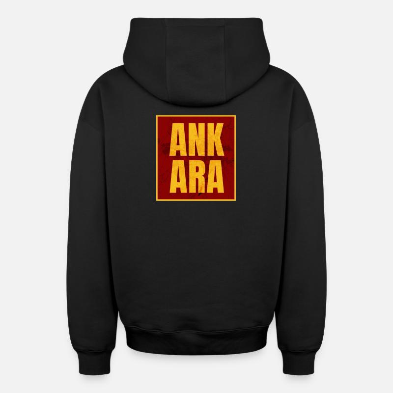Ankara Lettres majuscules Jaune Rouge - Sweat à capuche unisexe zippé oversize épais SPREAD - noir