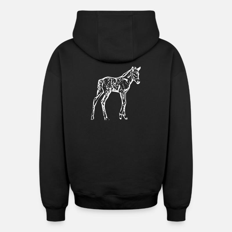 Cheval Blanc, Poulain - Sweat à capuche unisexe zippé oversize épais SPREAD - noir