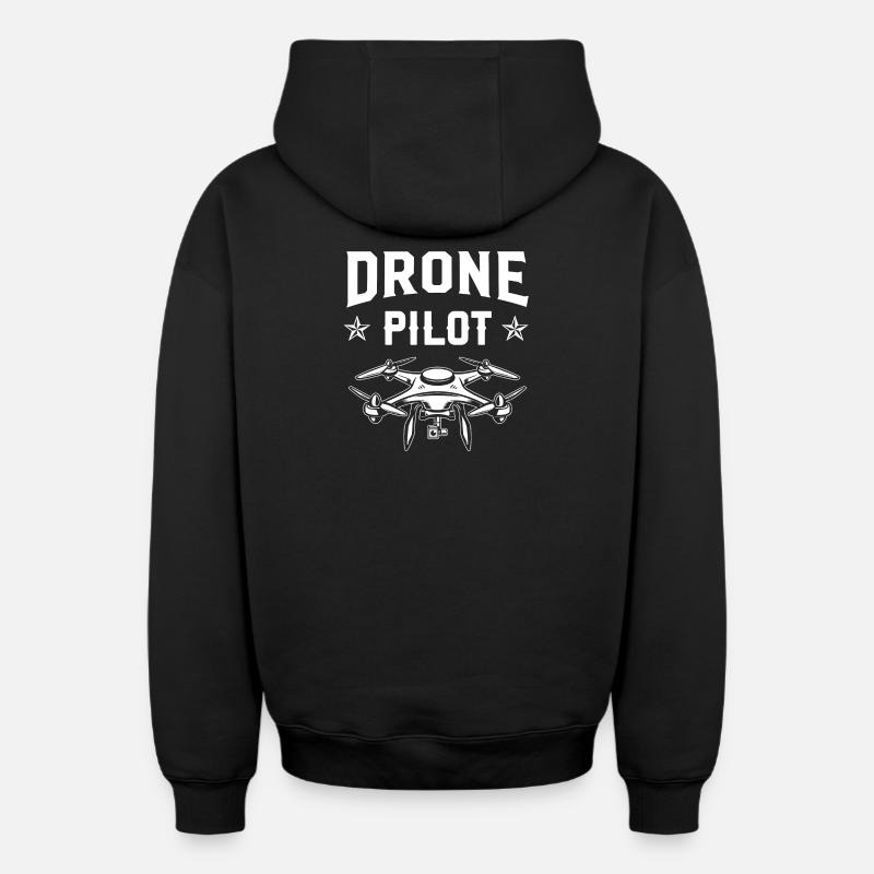 Drone Pilot - Oversized Heavyweight Unisex Zip Hoodie - black
