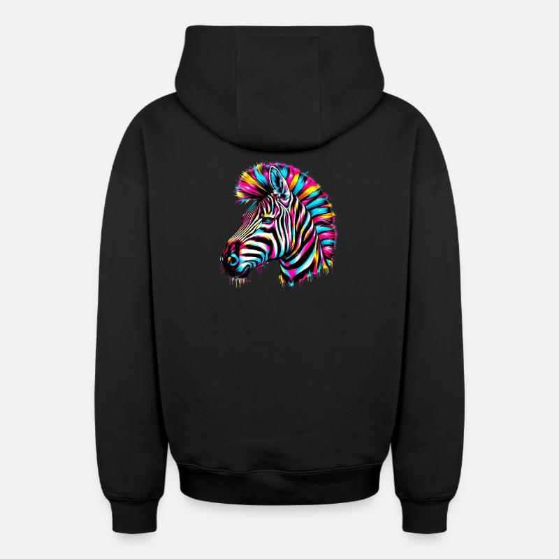 Zèbre - Sweat à capuche unisexe zippé oversize épais SPREAD - noir