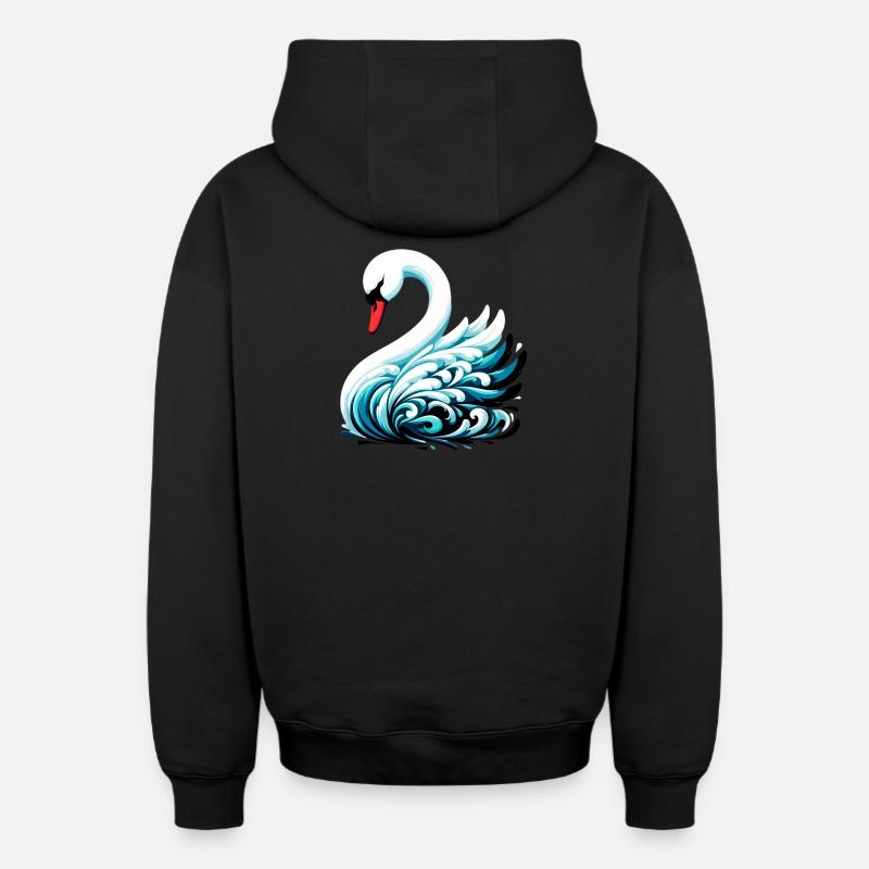 Cygne - Sweat à capuche unisexe zippé oversize épais SPREAD - noir