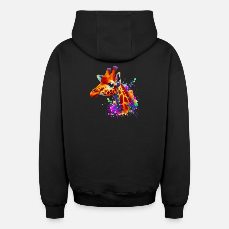 Girafe - Sweat à capuche unisexe zippé oversize épais SPREAD - noir
