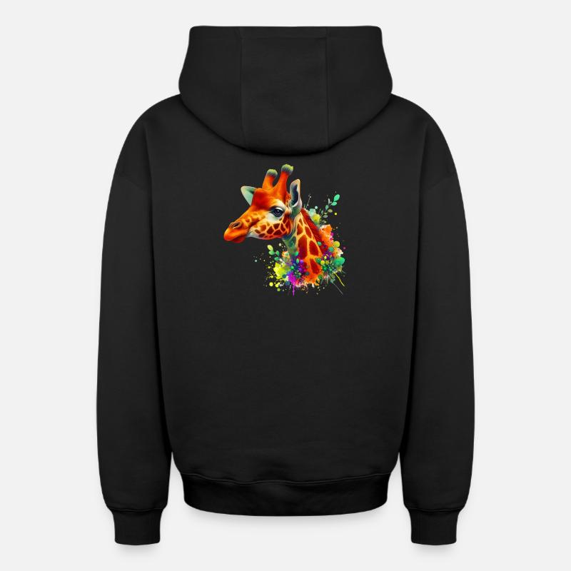Giraffe - Oversized Heavyweight Unisex Zip Hoodie - Schwarz