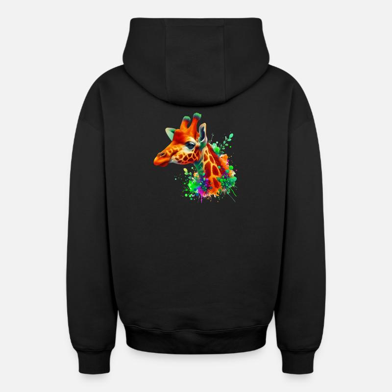 Giraffe - Oversized Heavyweight Unisex Zip Hoodie - Schwarz
