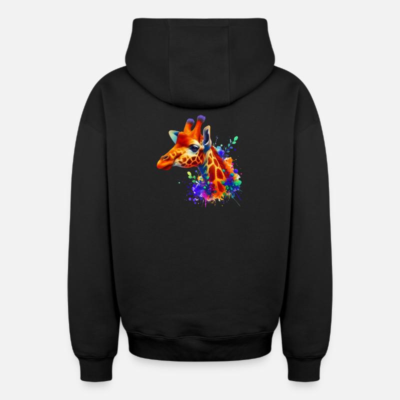 Giraffe - Oversized Heavyweight Unisex Zip Hoodie - Schwarz