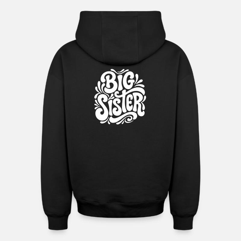 Big Sister Psychedelic Splash - Oversized Heavyweight Unisex Zip Hoodie - Schwarz