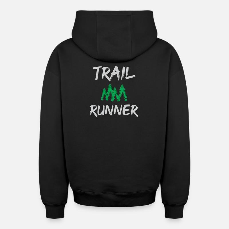 Trail Runner - Sweat à capuche unisexe zippé oversize épais SPREAD - noir