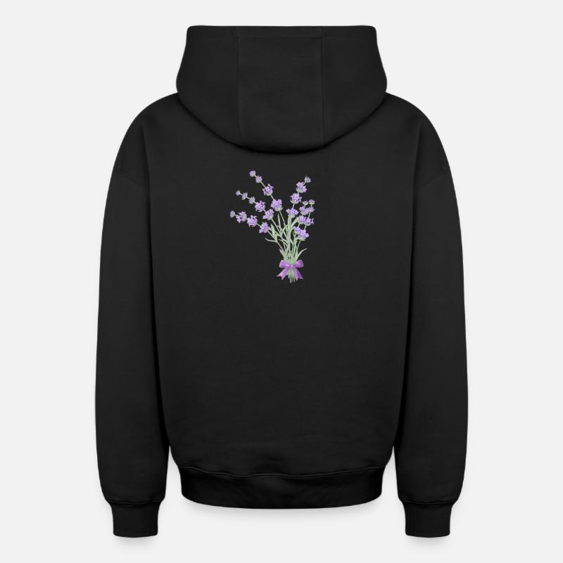 Bouquet de lavande - Sweat à capuche unisexe zippé oversize épais SPREAD - noir