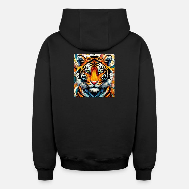 Tigre - Sweat à capuche unisexe zippé oversize épais SPREAD - noir