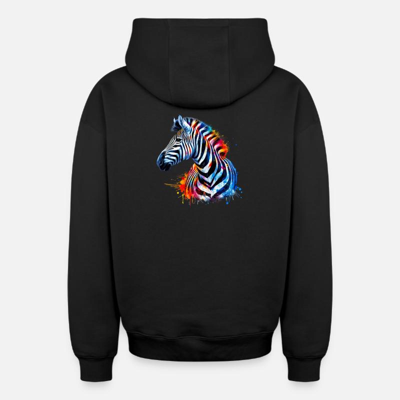Zèbre - Sweat à capuche unisexe zippé oversize épais SPREAD - noir