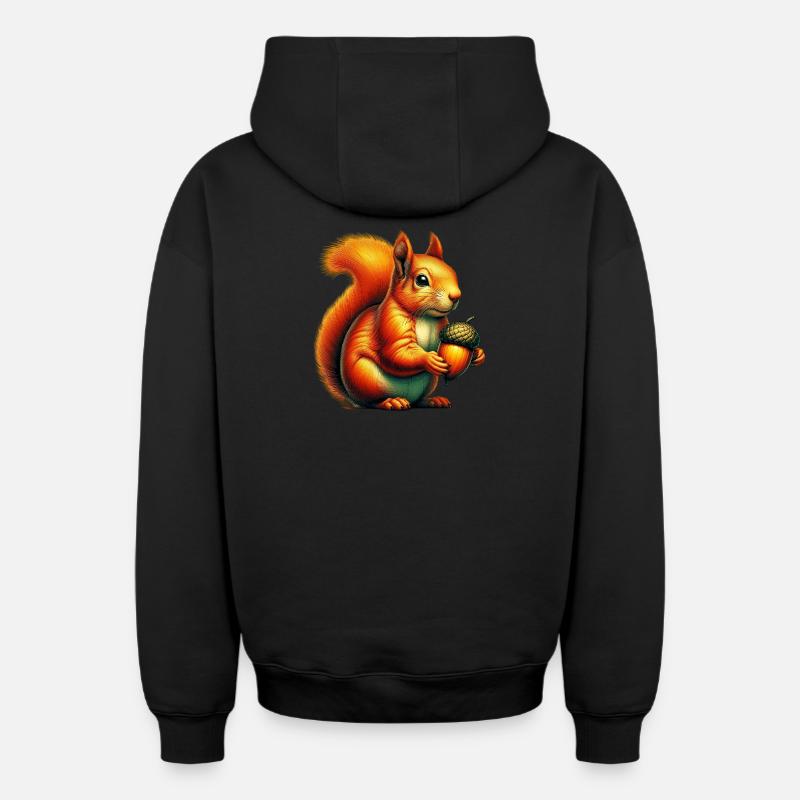 Écureuil - Sweat à capuche unisexe zippé oversize épais SPREAD - noir