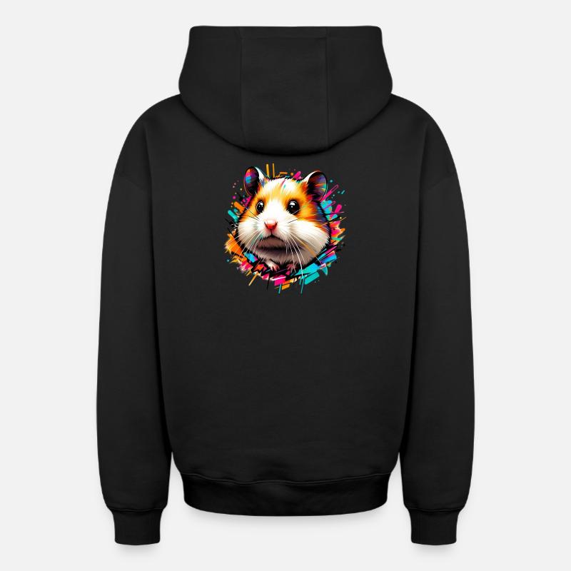 Hamster - Sweat à capuche unisexe zippé oversize épais SPREAD - noir