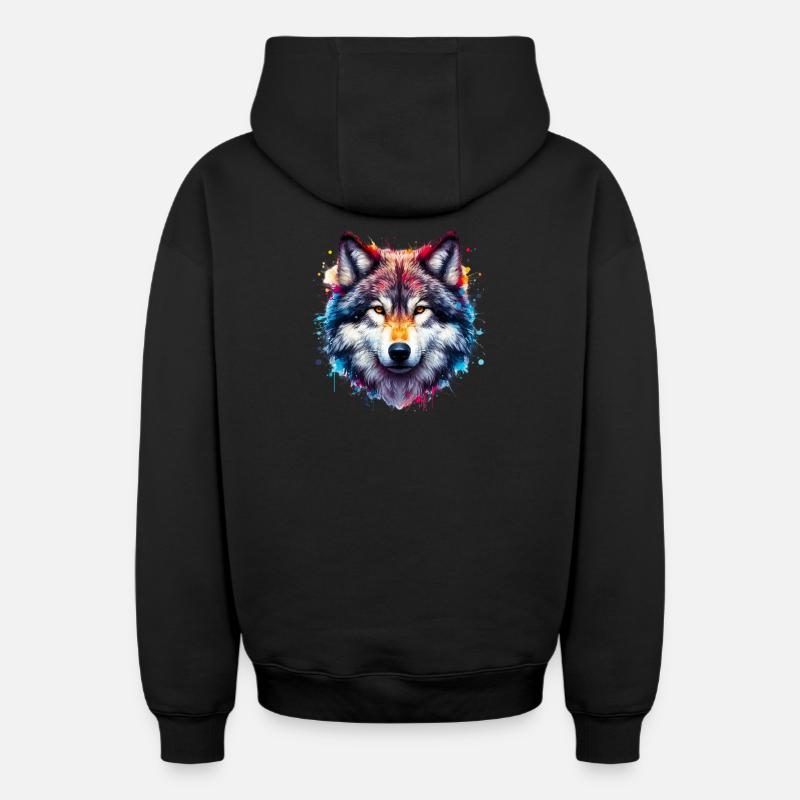 Loup - Sweat à capuche unisexe zippé oversize épais SPREAD - noir