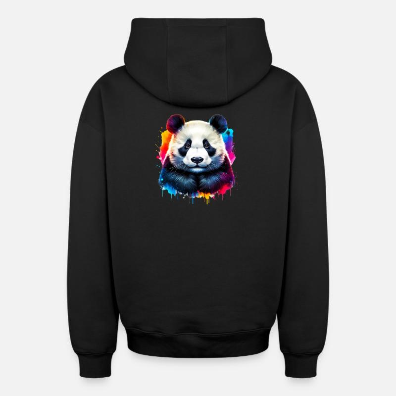 Panda - Sweat à capuche unisexe zippé oversize épais SPREAD - noir
