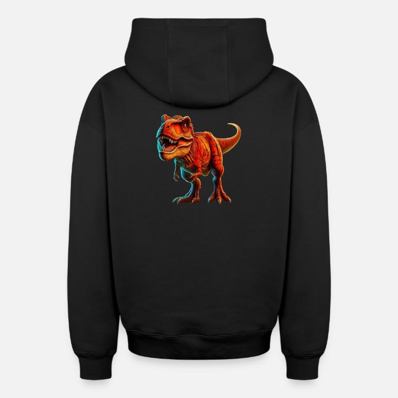 Dinosaure - Sweat à capuche unisexe zippé oversize épais SPREAD - noir