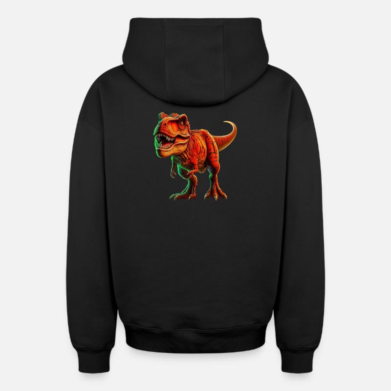 Dinosaure - Sweat à capuche unisexe zippé oversize épais SPREAD - noir