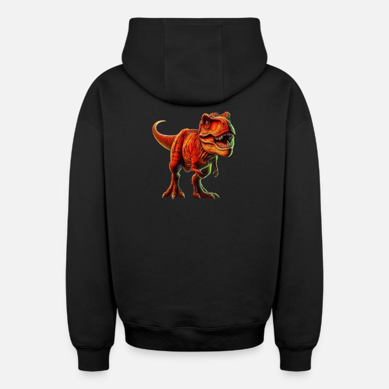 Dinosaure - Sweat à capuche unisexe zippé oversize épais SPREAD - noir