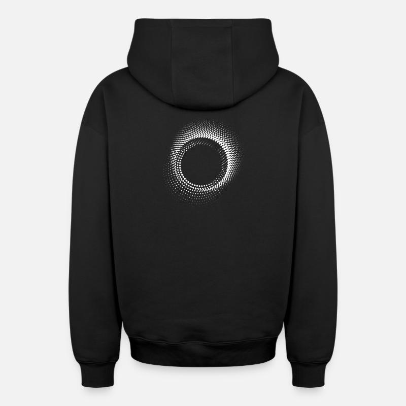 Spirale en points concentriques - Sweat à capuche unisexe zippé oversize épais SPREAD - noir