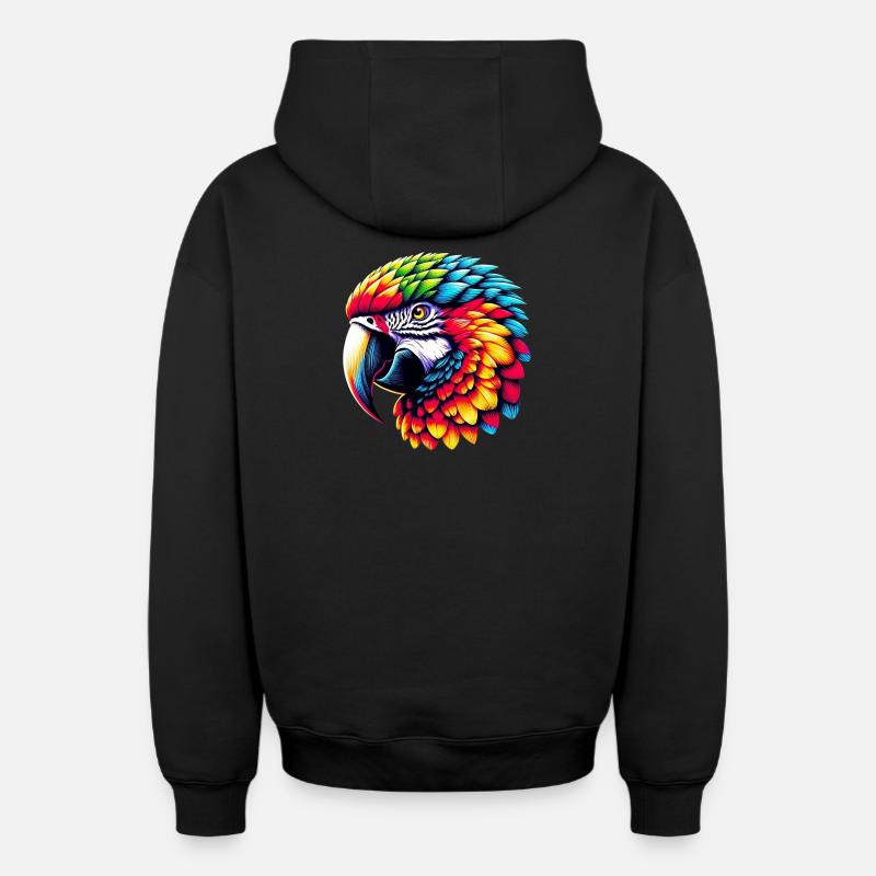 Perroquet - Sweat à capuche unisexe zippé oversize épais SPREAD - noir