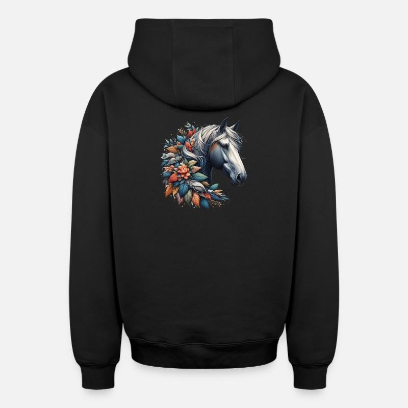 Cheval - Sweat à capuche unisexe zippé oversize épais SPREAD - noir