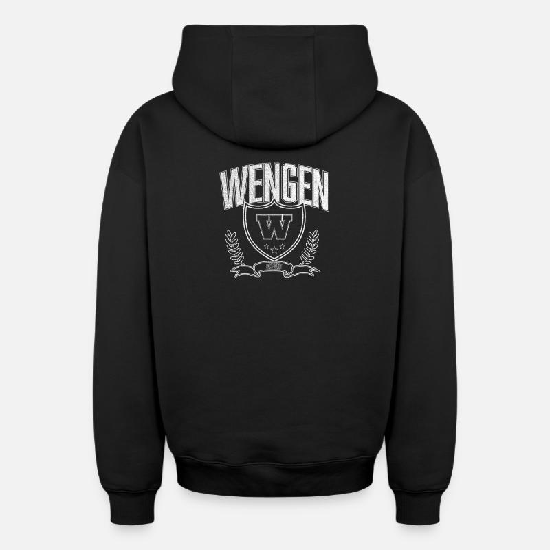 Wengen, Suisse - Sweat à capuche unisexe zippé oversize épais SPREAD - noir